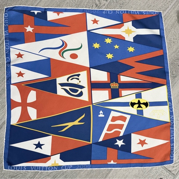 Vintage Louis Vuitton Cup 2000 Square Scarf21.25”x 21.75” Multicolor *READ